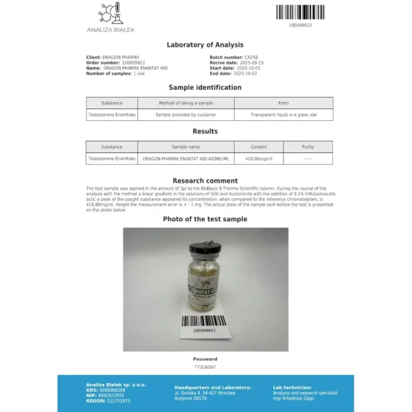enantat-400-lab-test-2025-10-02.webp Dragon Pharma ENANTAT 400 kaufen
