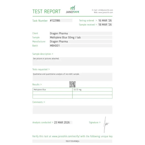 methylene-blue-lab-test-2026-03-23.webp Dragon Pharma METHYLENE BLUE 50 MG kaufen