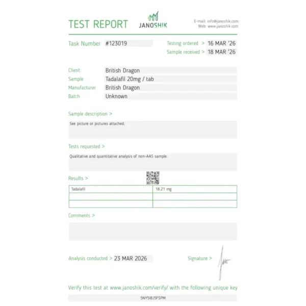 taldabol-lab-test-2026-03-23.webp British Dragon Pharma TALDABOL 20 MG (100 TABS) kaufen